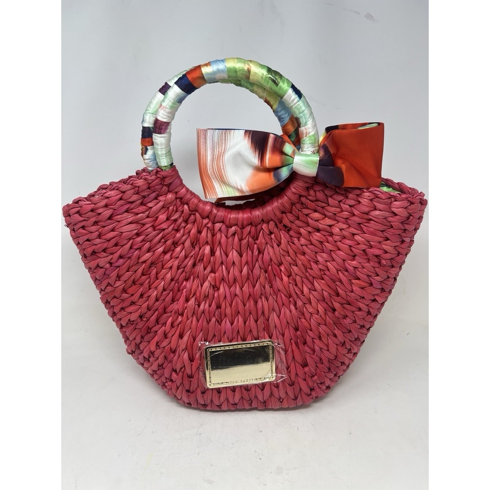 NWT Ted‎ Baker Raffia Raven Tote Bag Red
